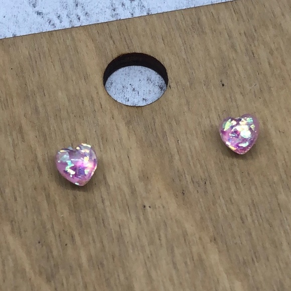 Sterling silver 925 lab opal mini small post/stud earrings. - Picture 2 of 6